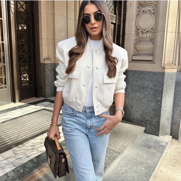 ZARA WHITE MAXI POCKET BOMBER - Picture 6 of 6